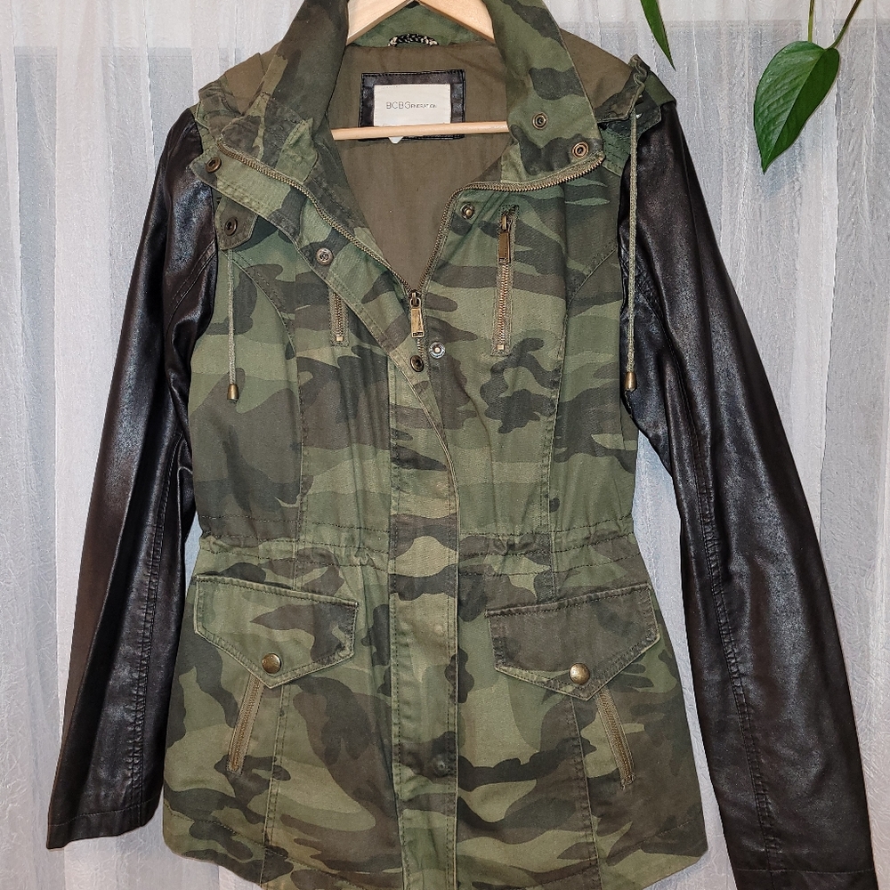Women's BCBGeneration Camo with faux leather detailing Jacket - size L